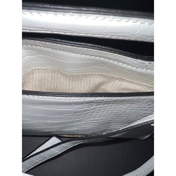 Lulu white jacee triple handle flap shoulder bag crossbody purse croc NWT - Picture 10 of 12